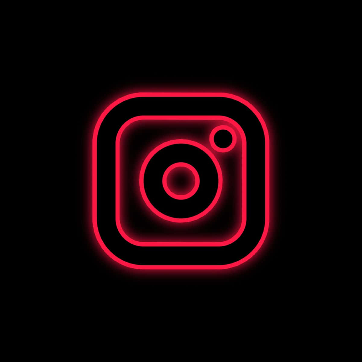 Instagram Neon Red Logo Black Background