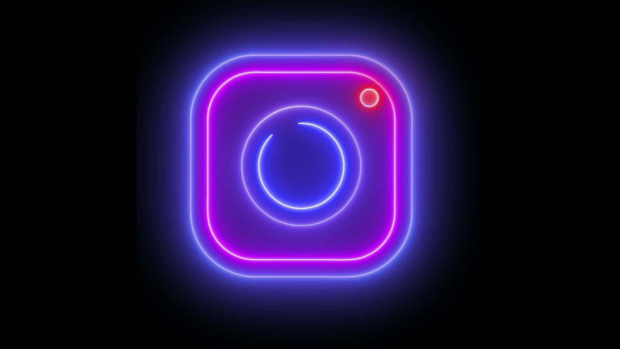 Instagramneon Lila Logotyp Svart Bakgrund.