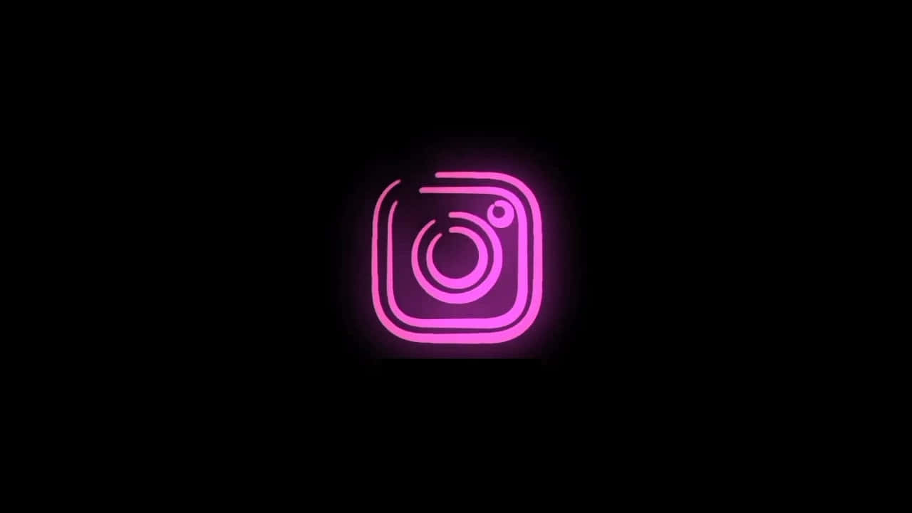 Instagram Neon Pink Broken Logo Black Background