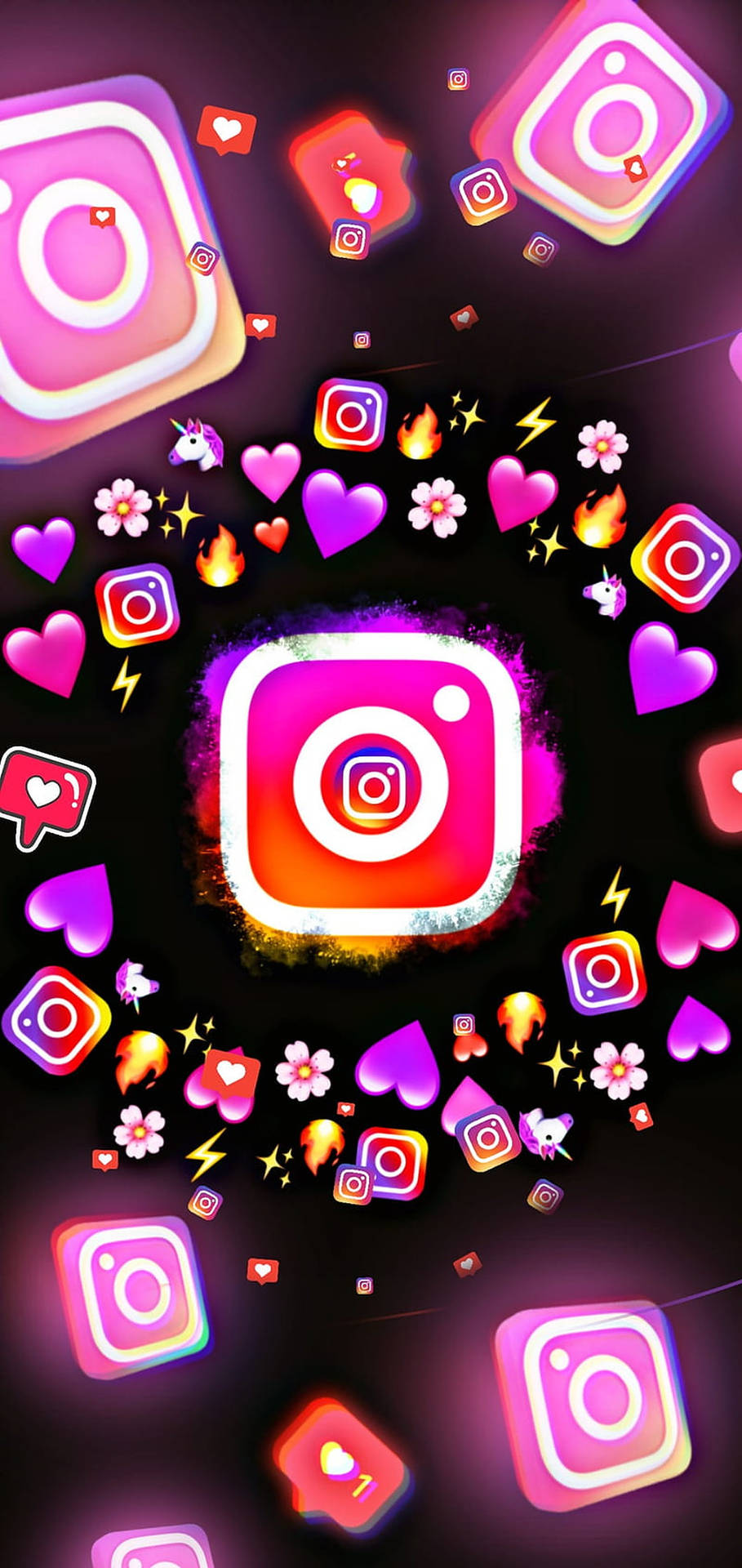 Instagram Icon And Emojis Background