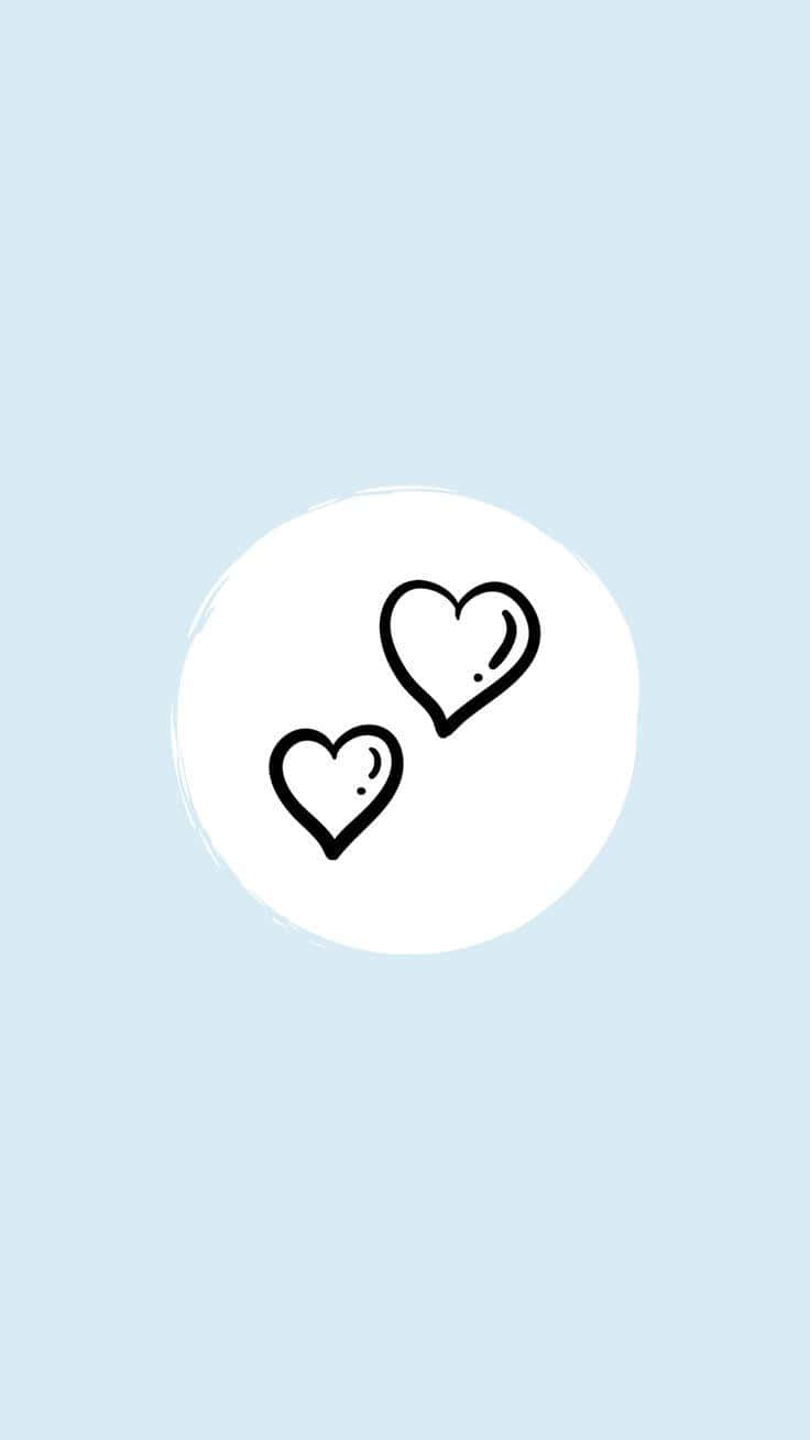 Two Hearts In A Circle On A Blue Background