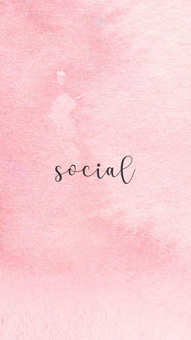 a pink watercolor background with the word social