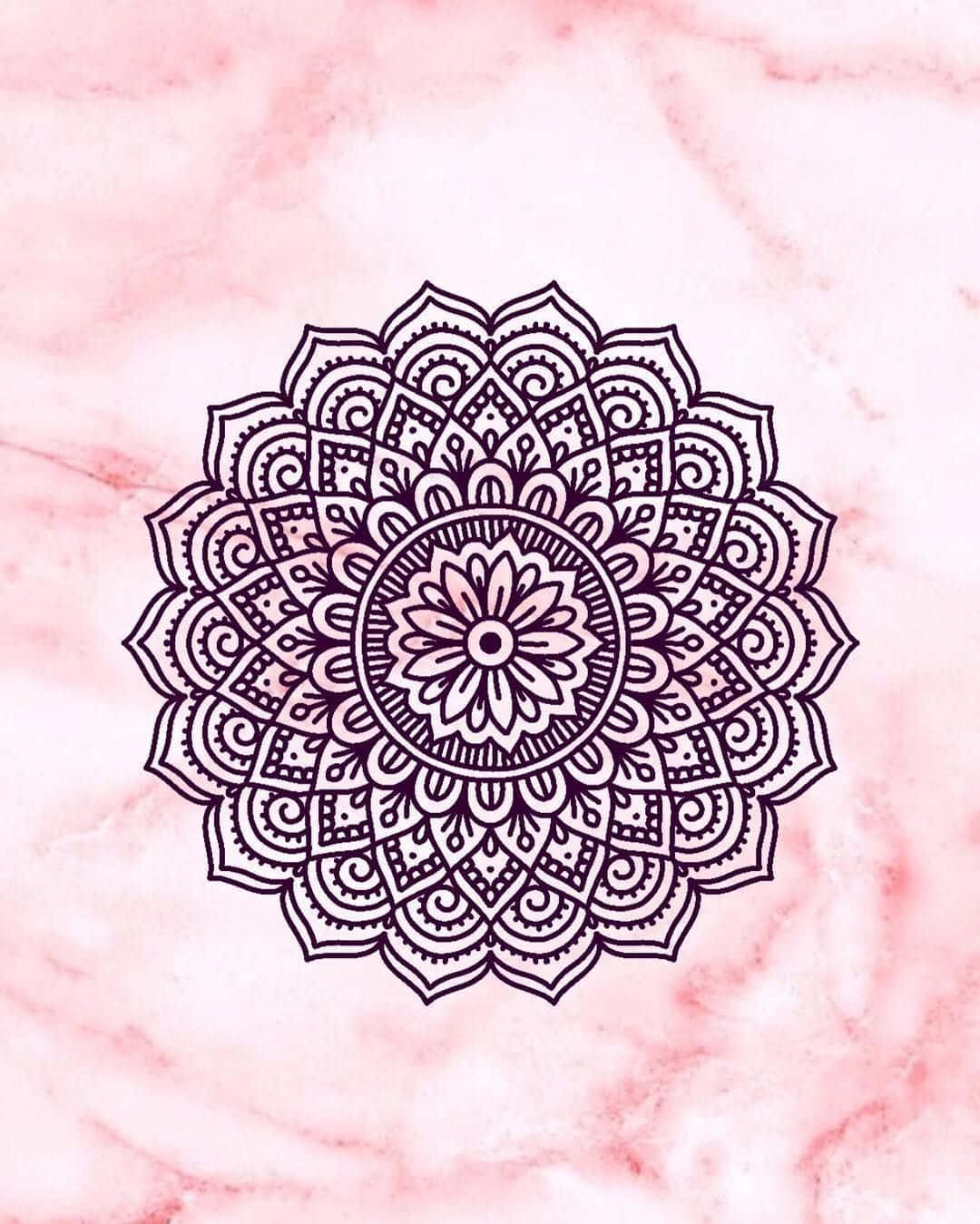 Unfondo De Pantalla De Mármol Rosa Con Un Diseño De Mandala