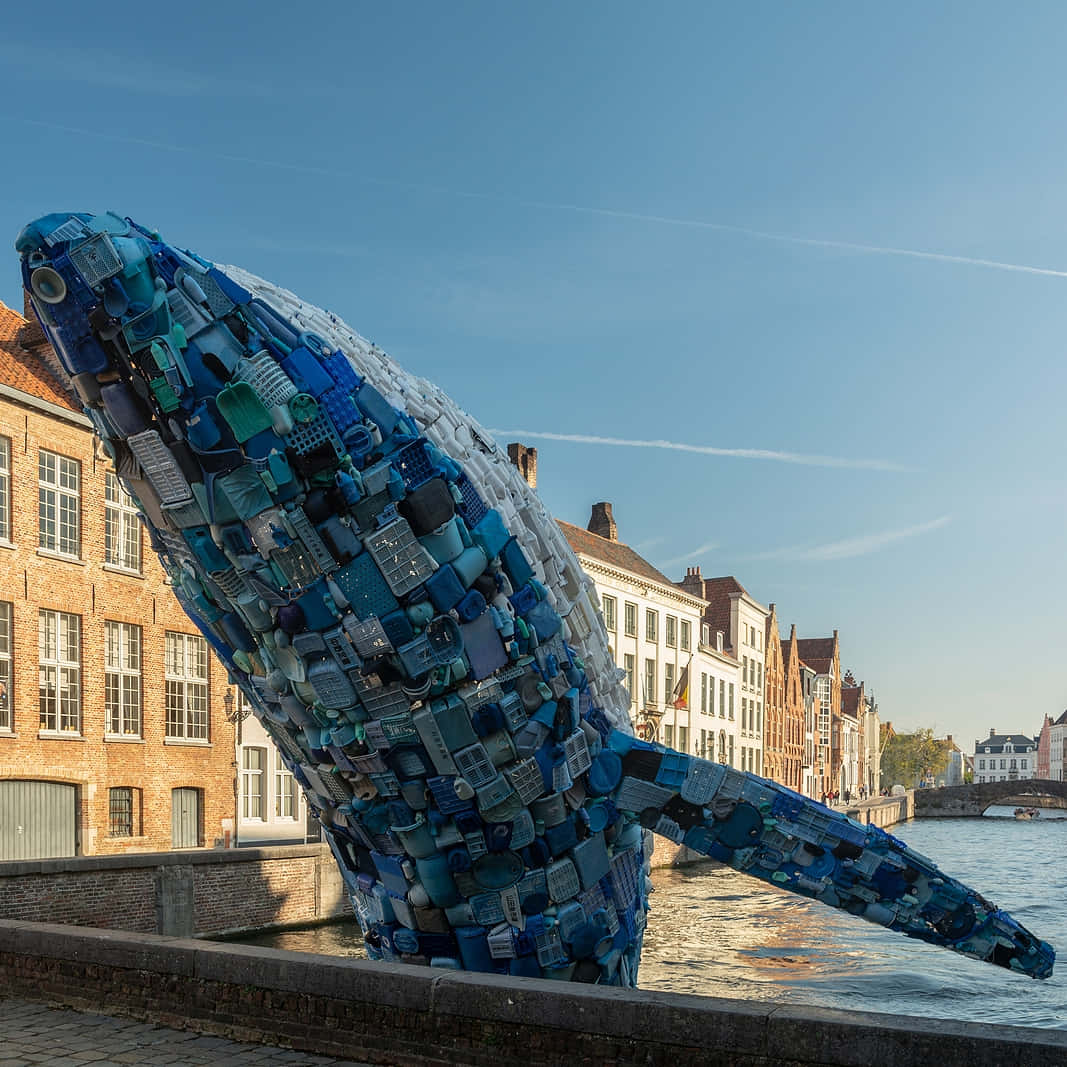 Interactieve 3d-installatiekunst In Een Museum Achtergrond