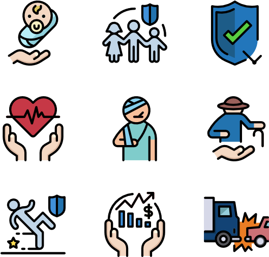 Insurance Types Icons Set PNG