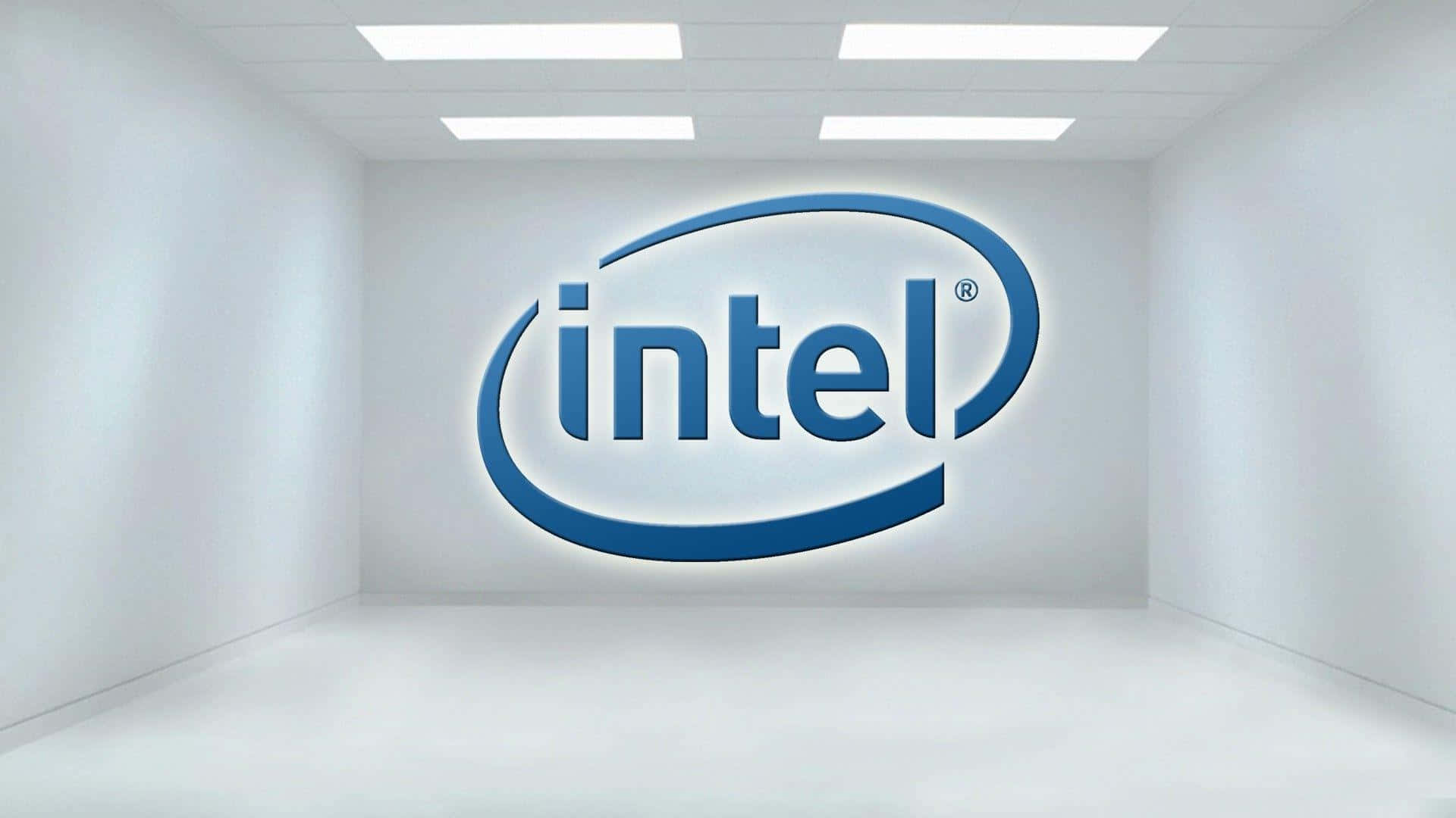 Moderne Kantoorwand Met Intel Logo Achtergrond