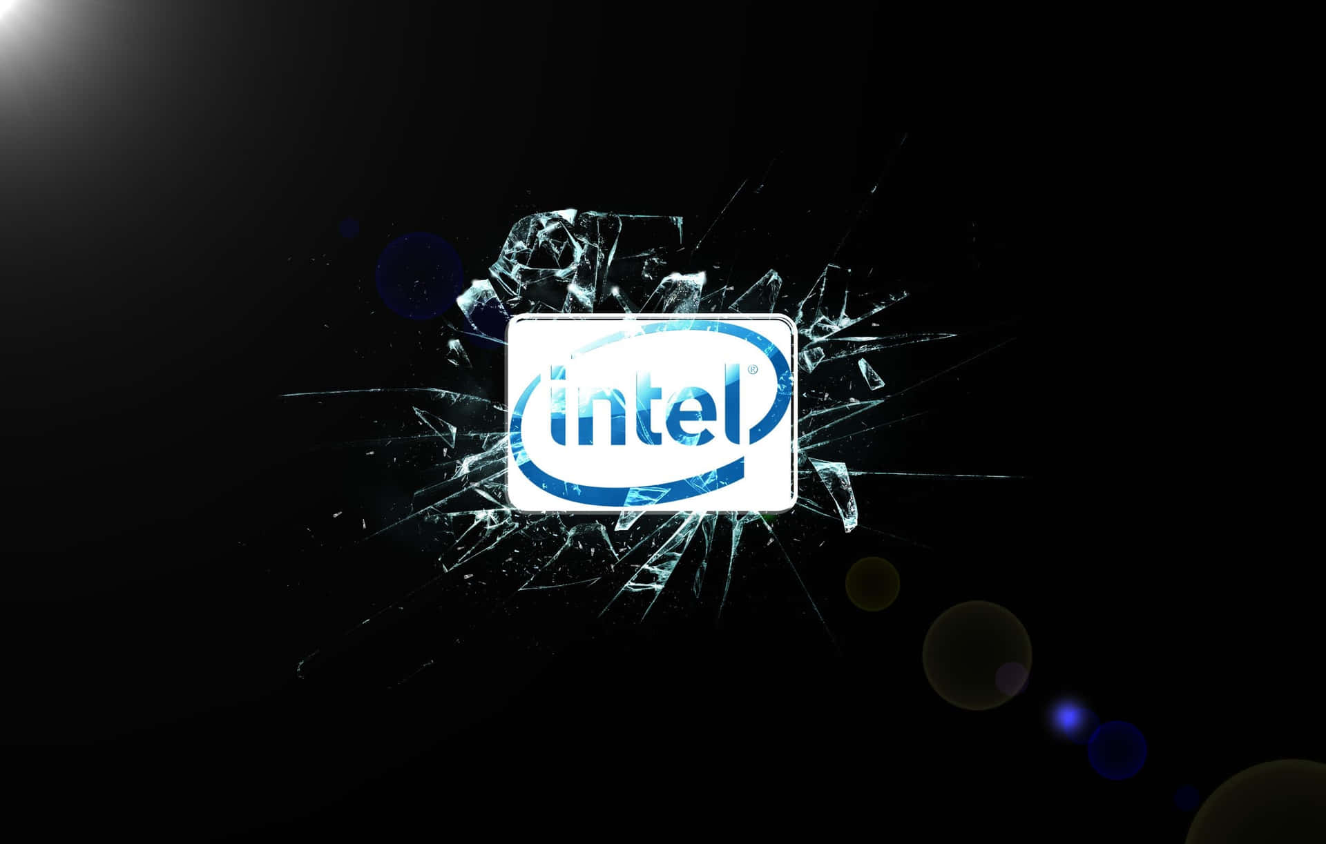 Intel Logo Shattered Glass Effect Wallpaper