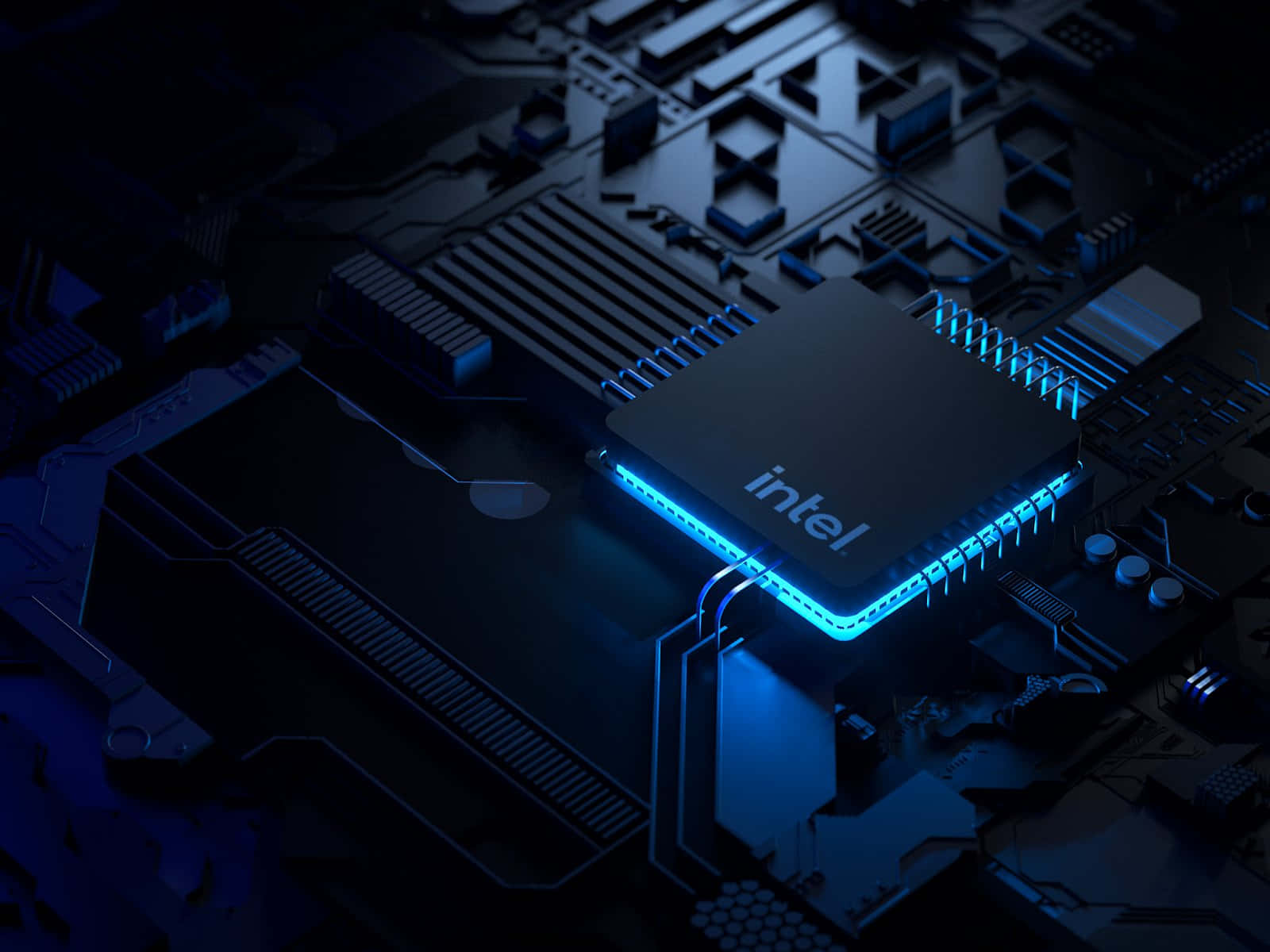 Intel Processor Verlichte Circuiten Achtergrond