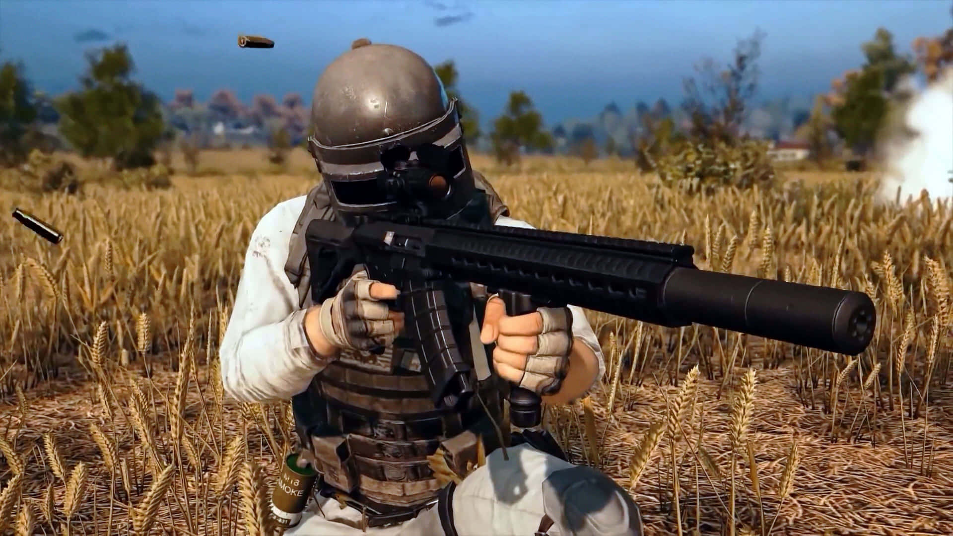 Intensascena Di Battaglia Di Pubg Su Un Vivace Sfondo A Banner