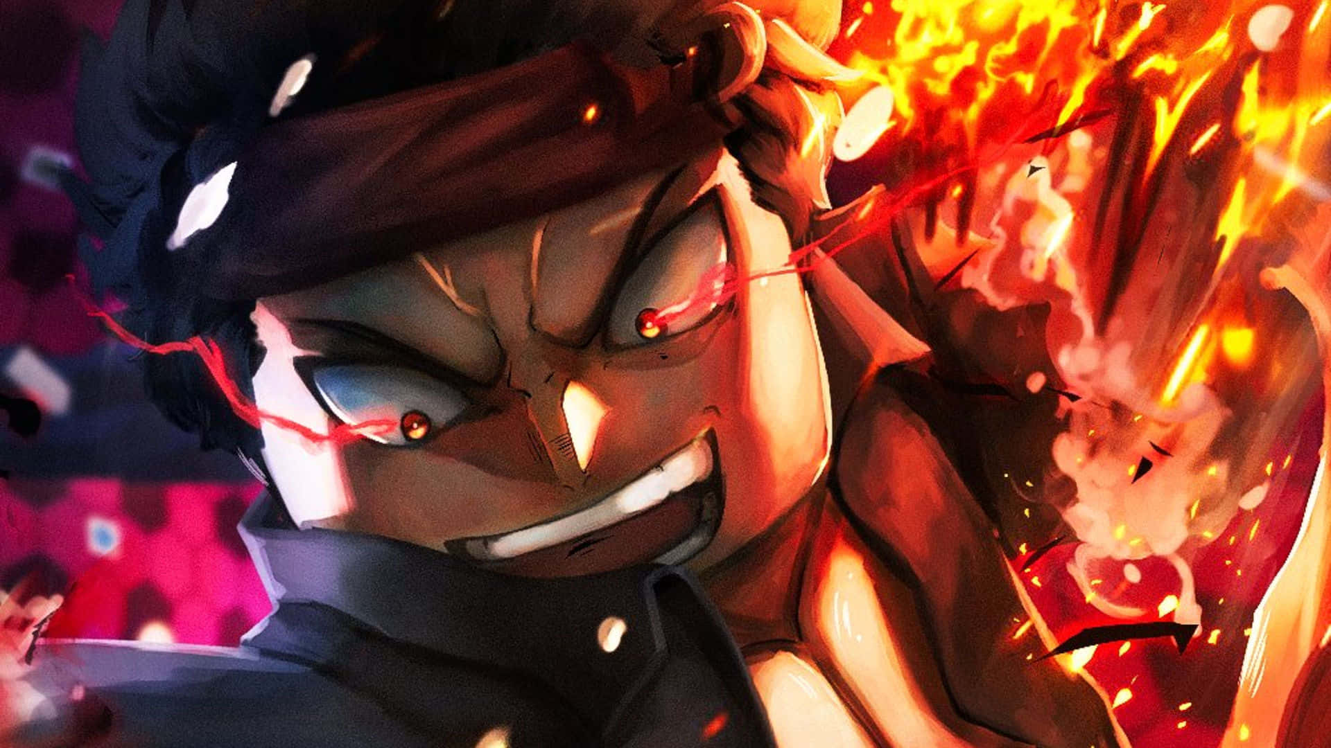 Intense_ Anime_ Character_ Fire_ Power Wallpaper