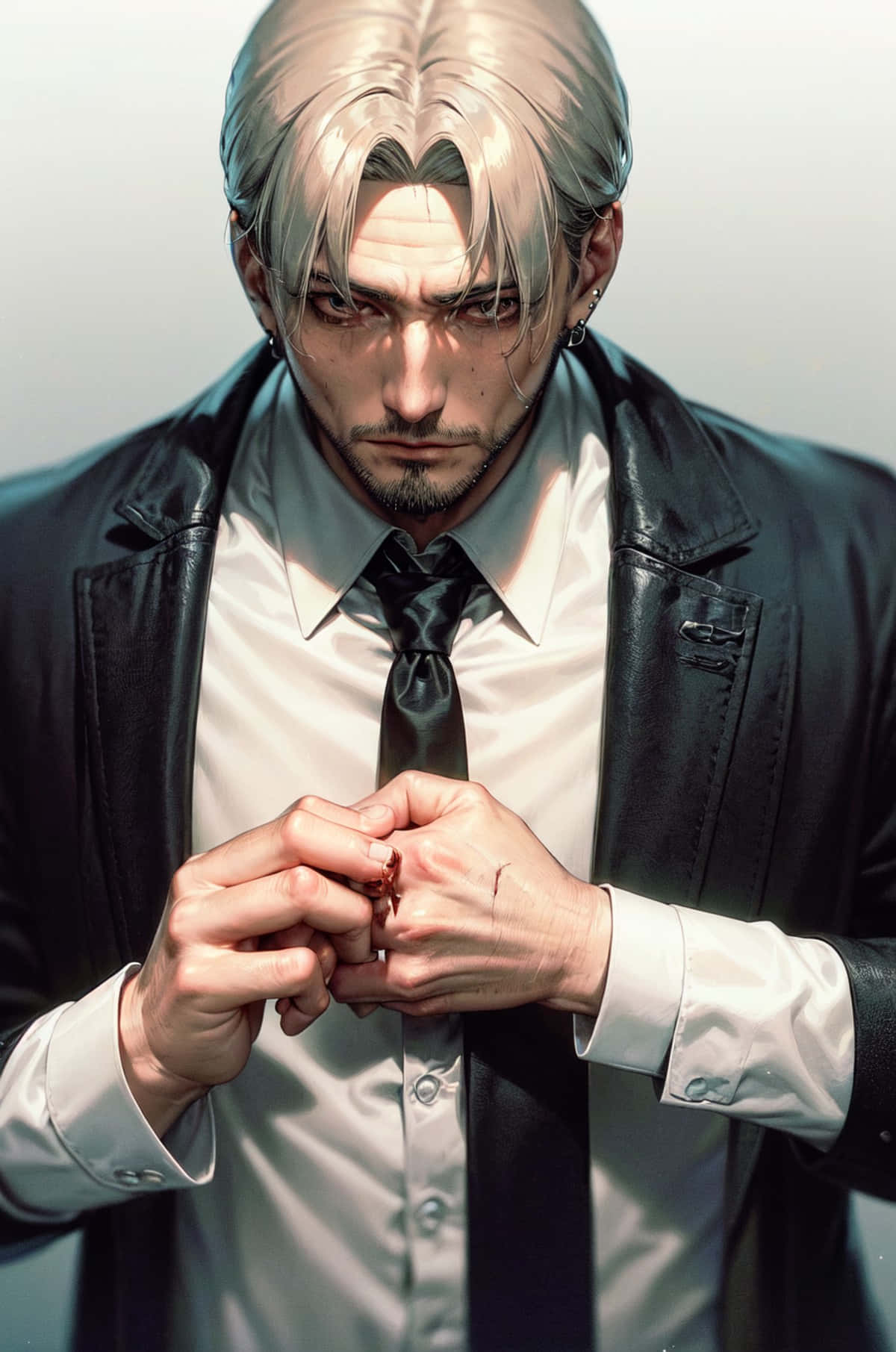 Personaje De Anime Intenso En Traje Fondo de pantalla