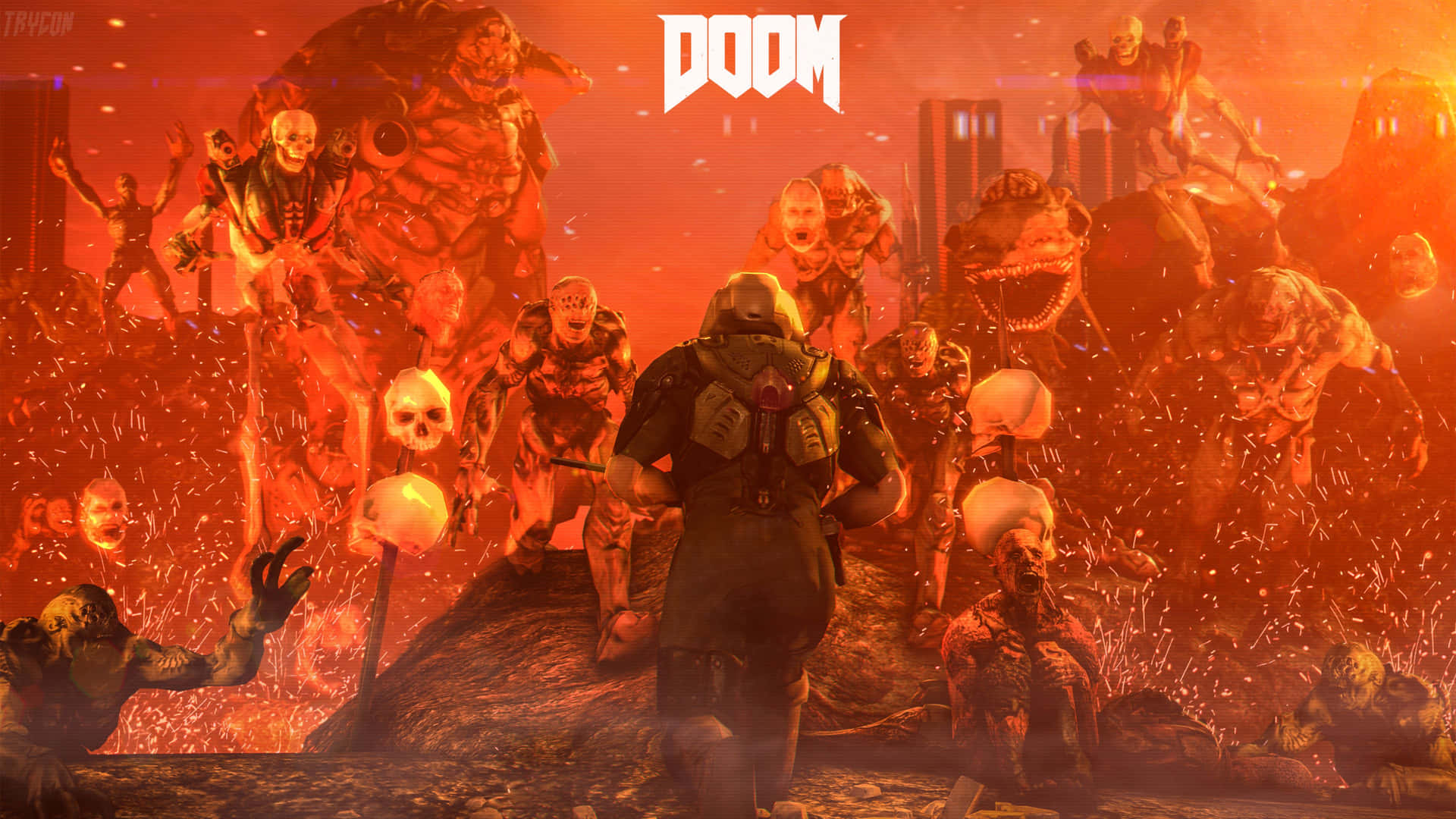 Intense Battle In The Fiery Depths Of Doom