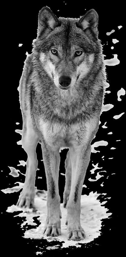 Intense Blackand White Wolf PNG