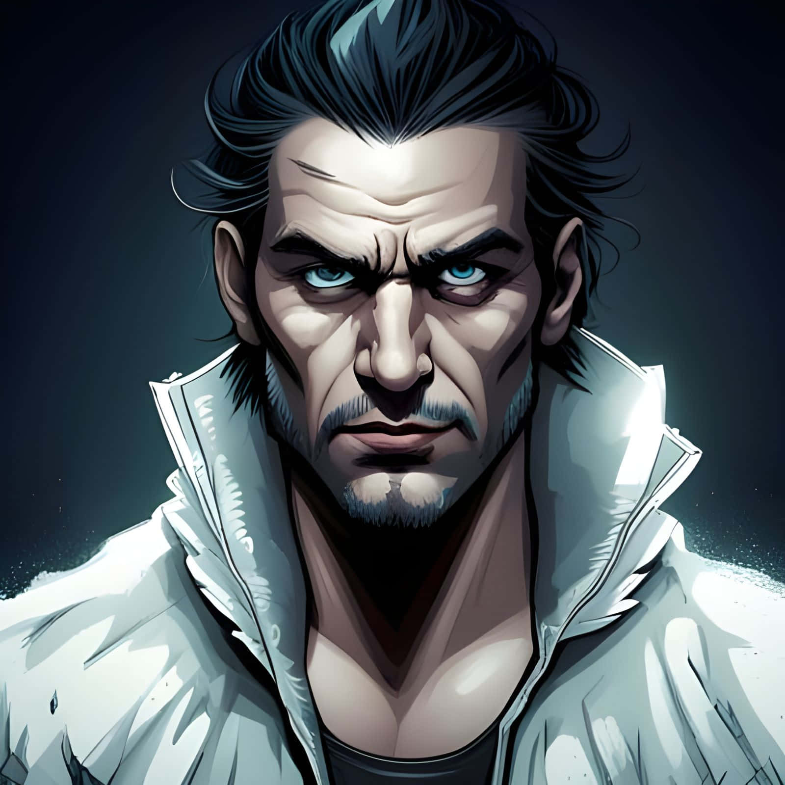 Intense Blue Eyed Man Illustration Wallpaper