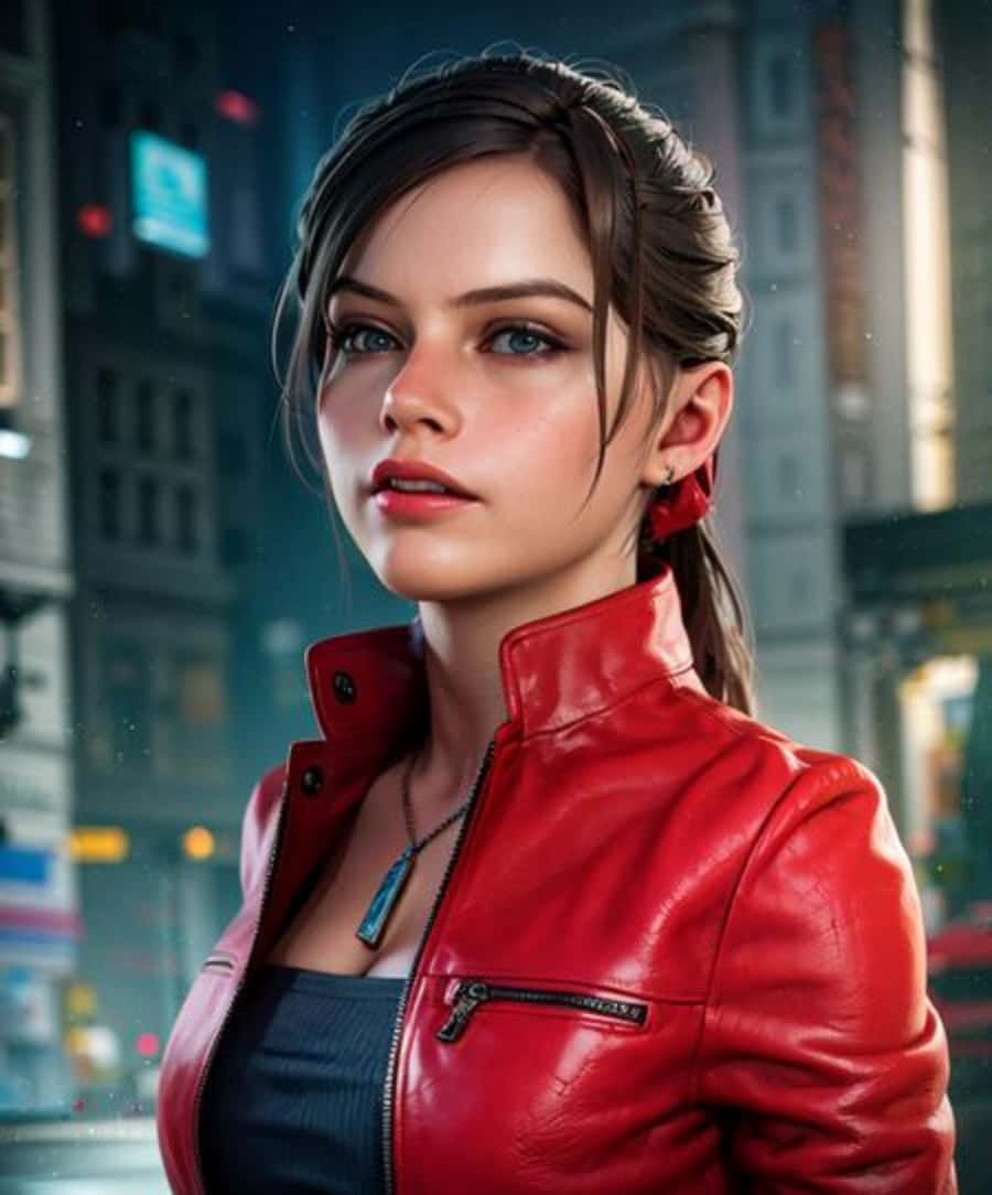Intense Claire Redfield Ready For Action Wallpaper