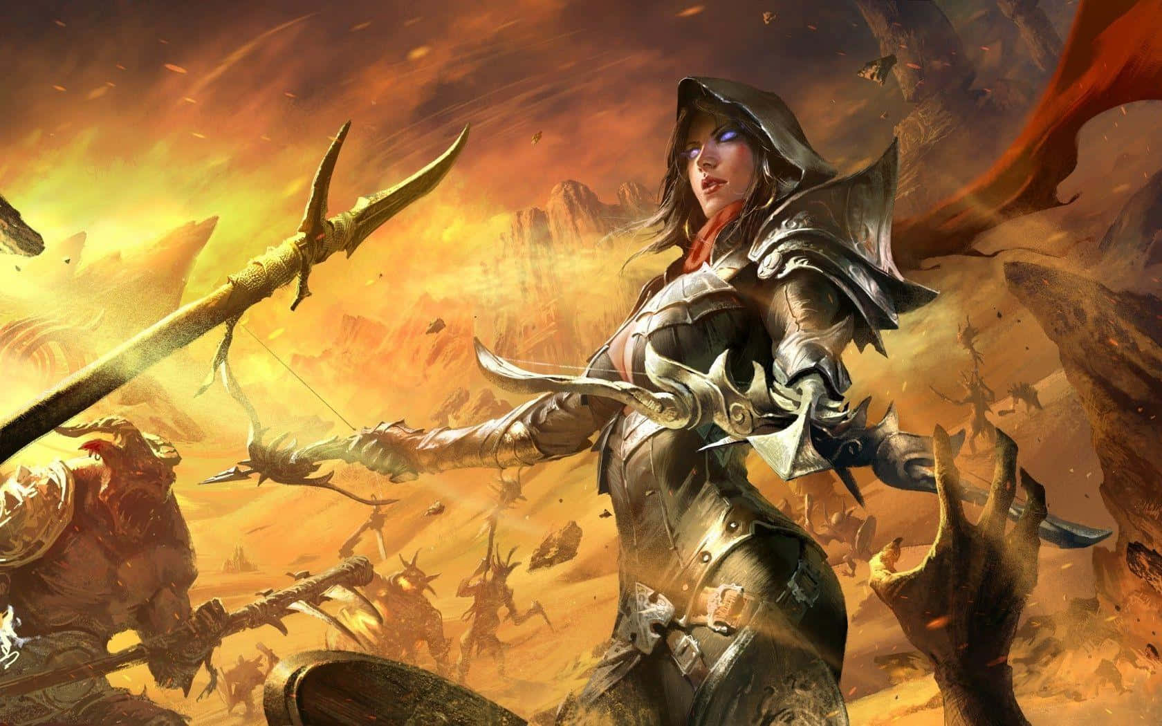 Intense Demon Hunter Battling Enemies In World Of Warcraft Wallpaper