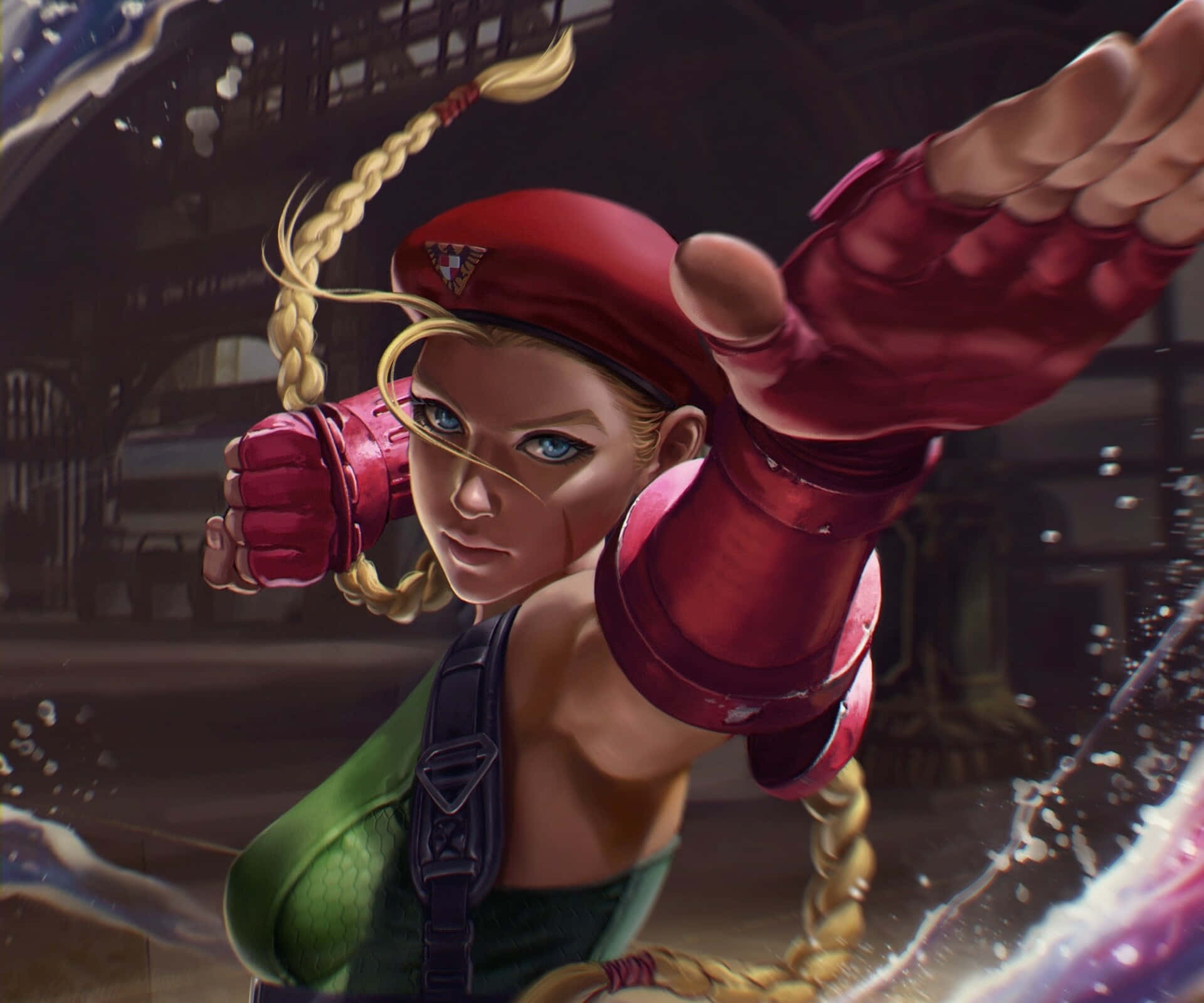Intense Female Fighter Punching Forward Wallpaper