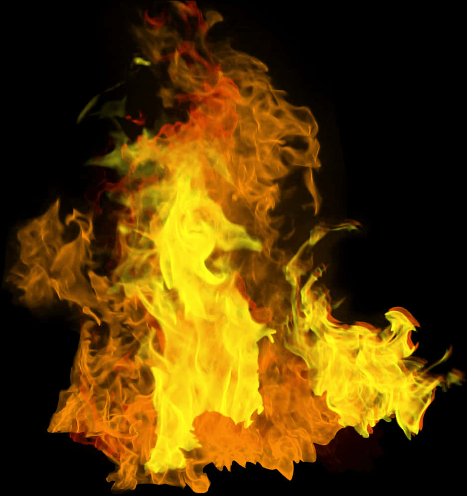 Intense_ Flame_ Isolated_on_ Black_ Background PNG