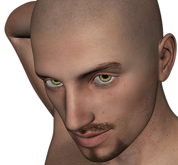 Intense_ Gaze_ Bald_ Man_ Portrait PNG