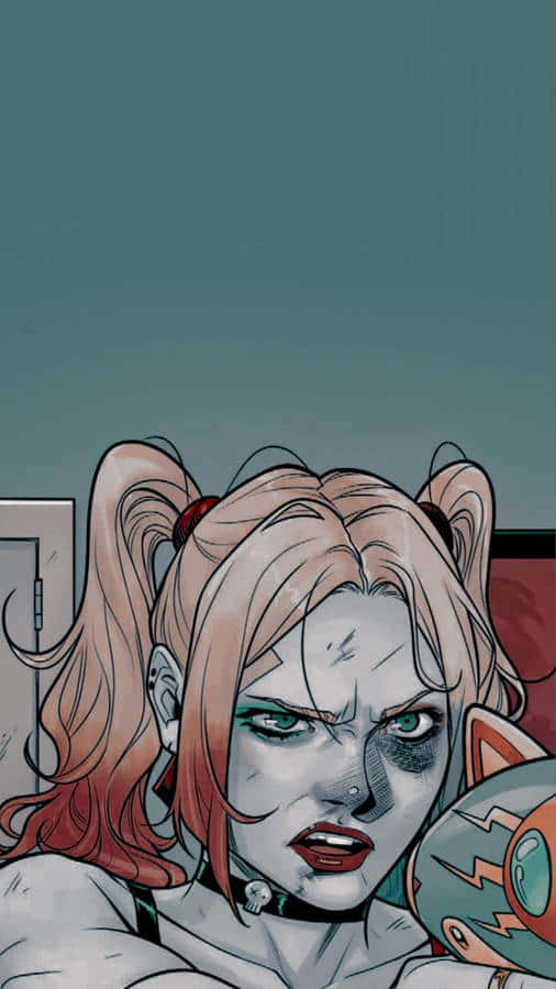 Intense Harley Quinn Comic Kunst Achtergrond