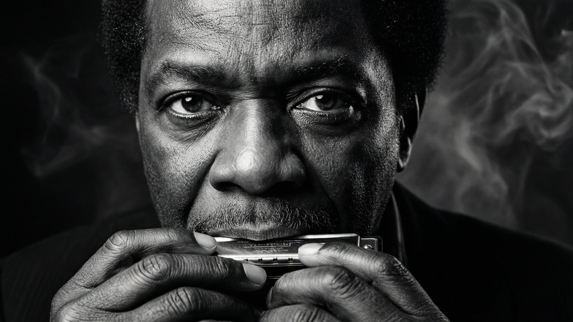 Portrait Intense à l'Harmonica Fonds d'écran