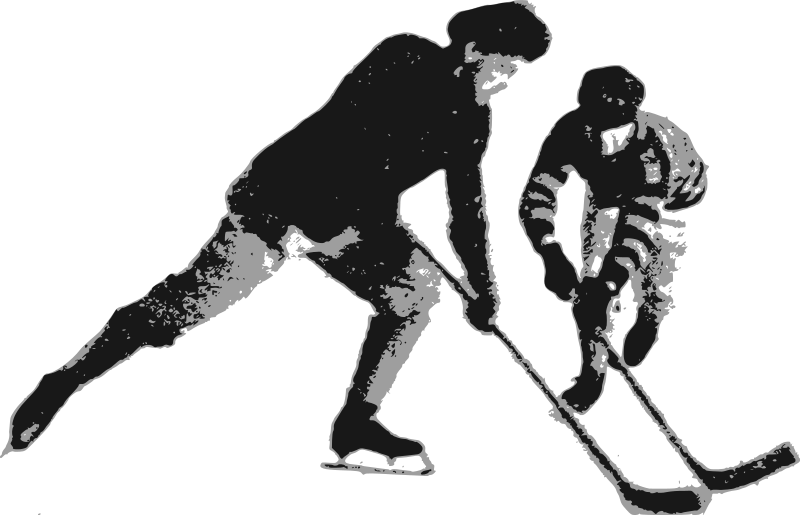 Intense Hockey Faceoff Silhouette PNG