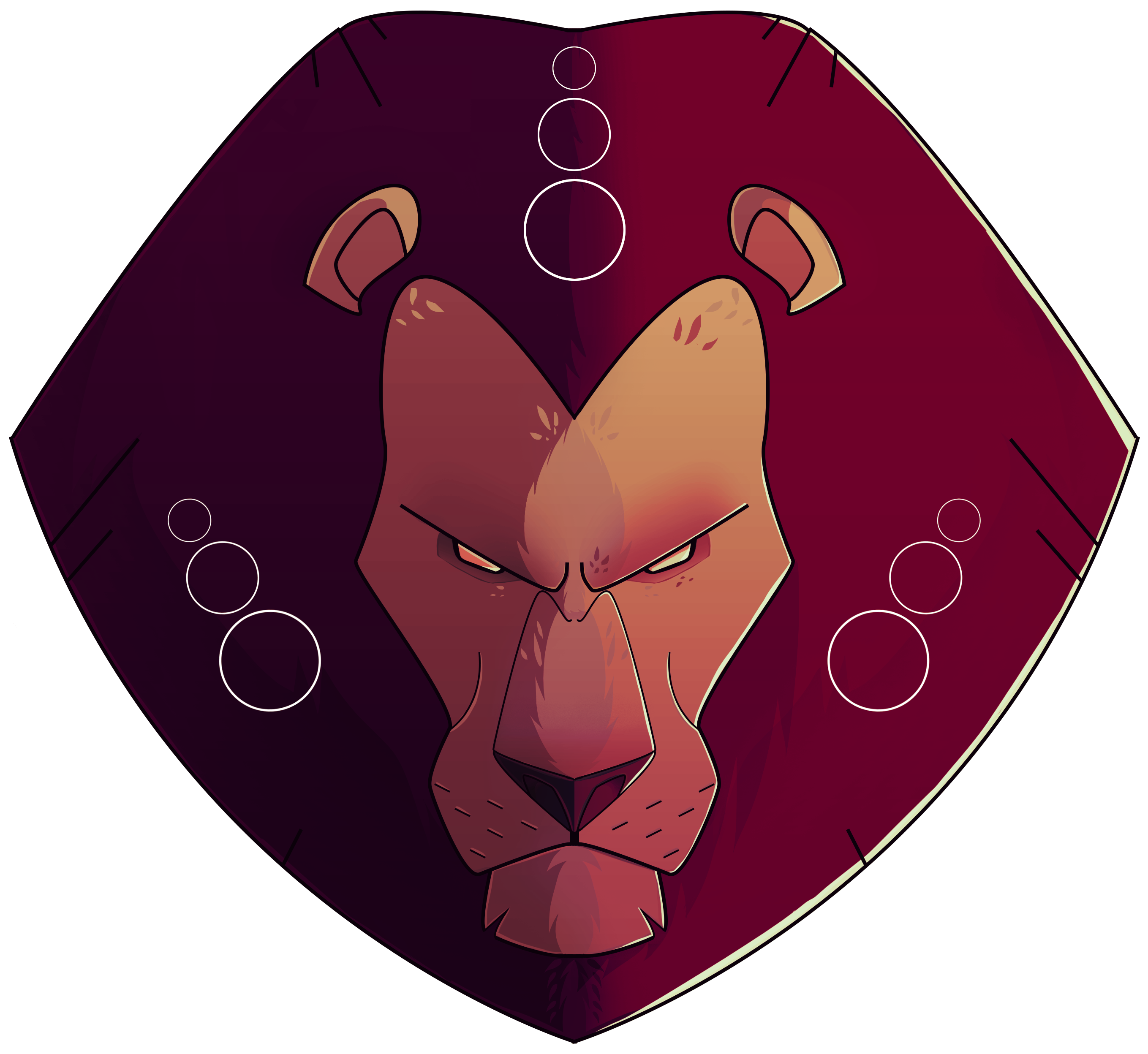 Intense Lion Shield Graphic PNG