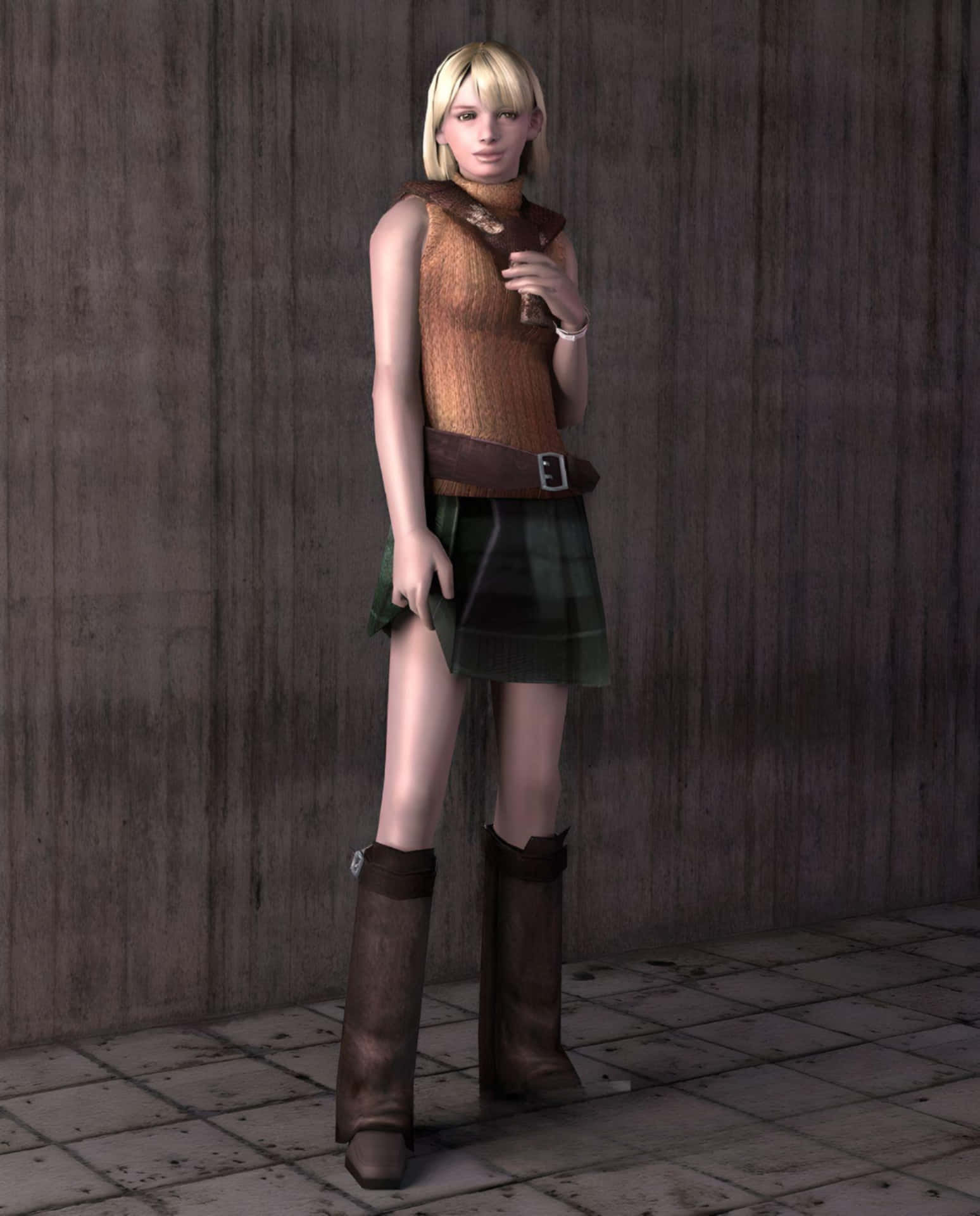 Intense Moment Of Ashley Graham In Resident Evil Game Wallpaper