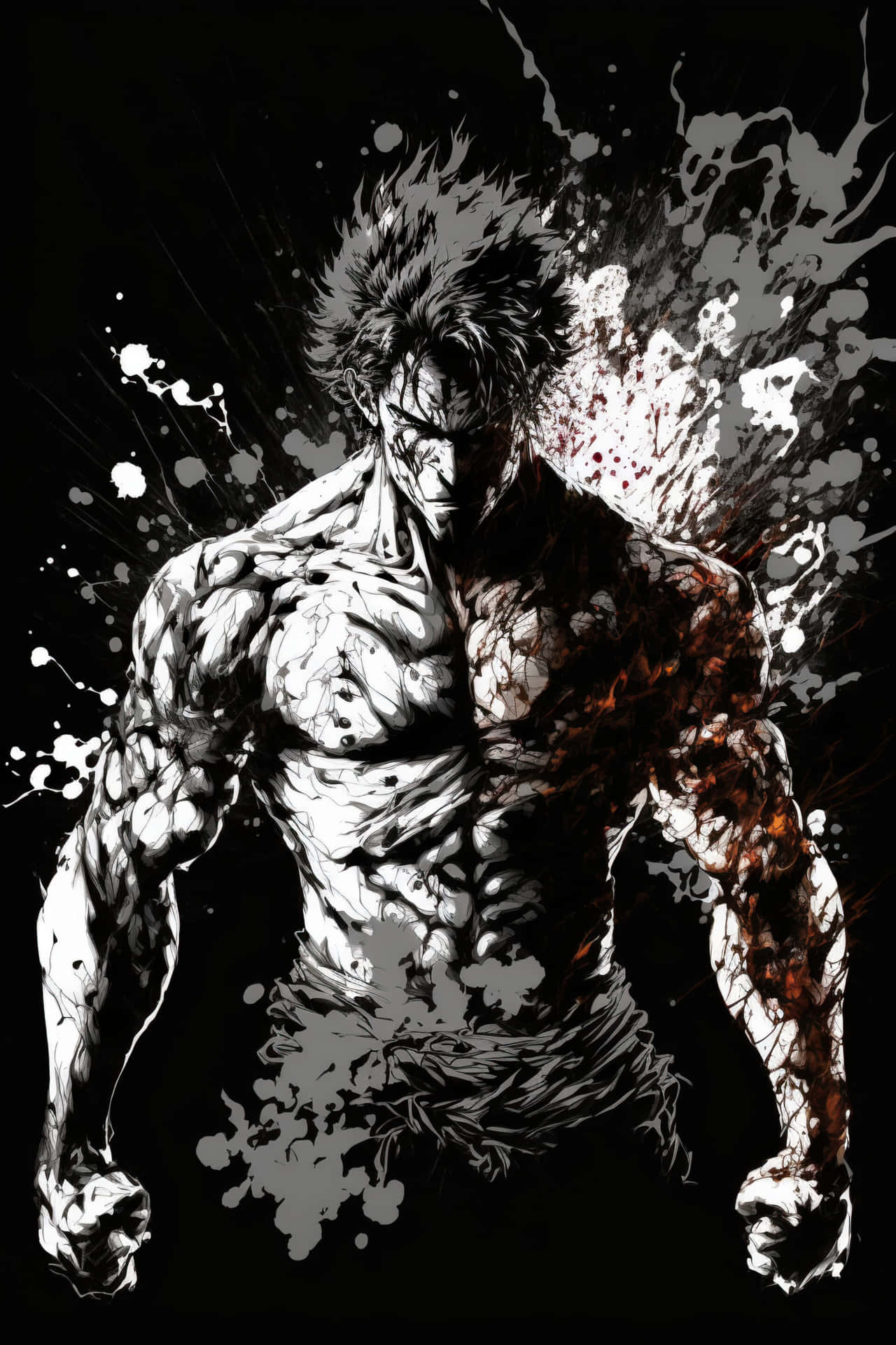 Intense_ Muscular_ Anime_ Character Wallpaper