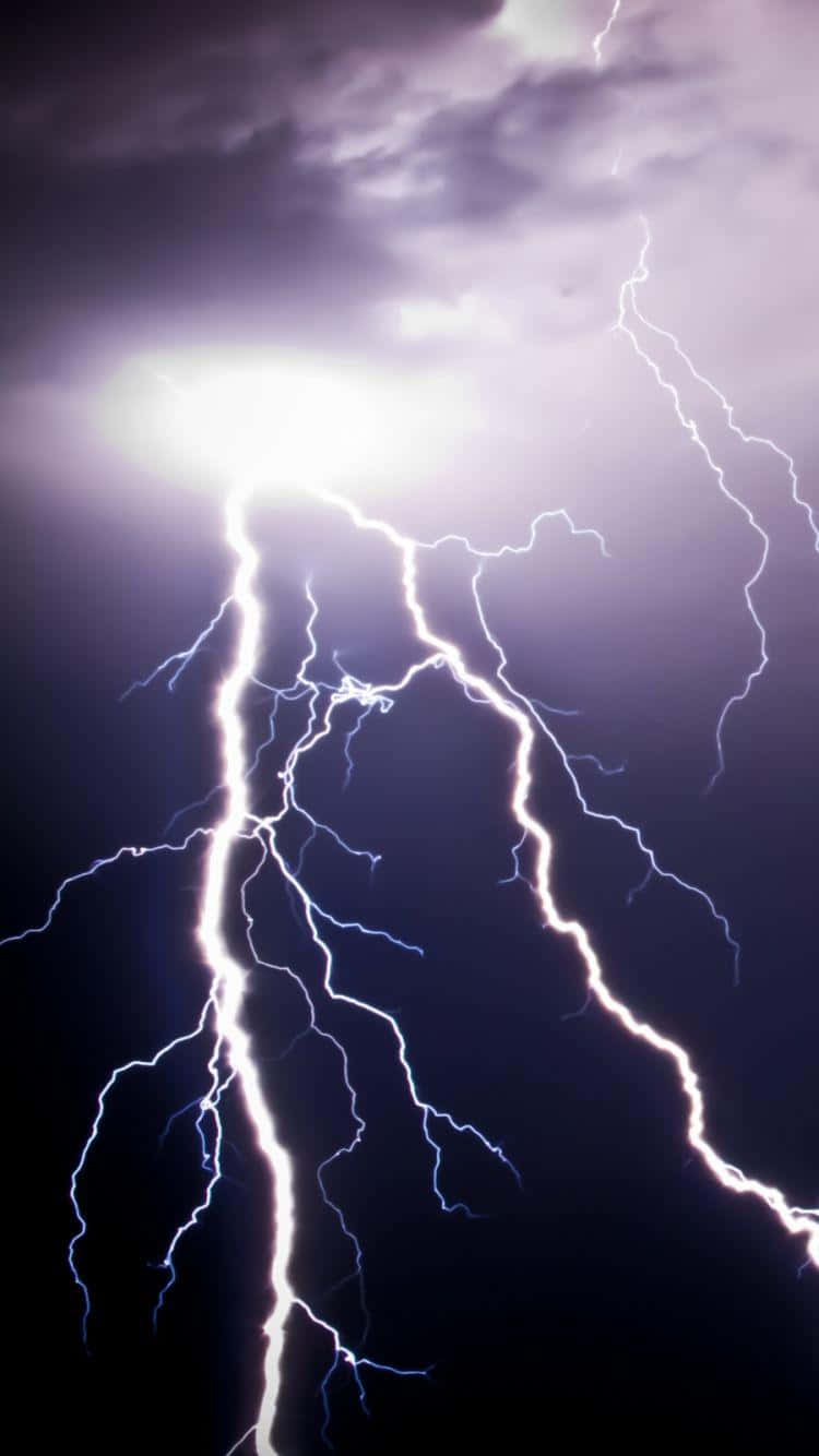 Intense Nighttime Lightning Strike Wallpaper