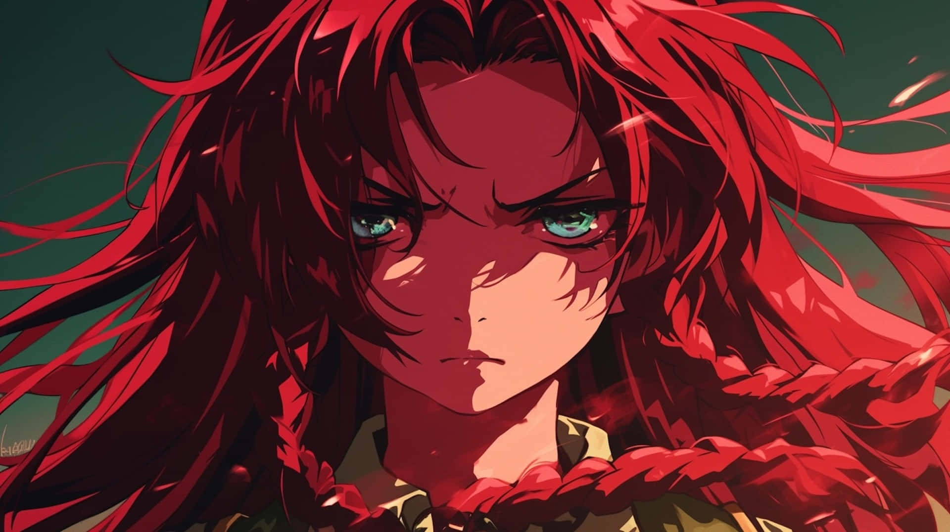 Intense Red Haired Anime Character Wallpaper