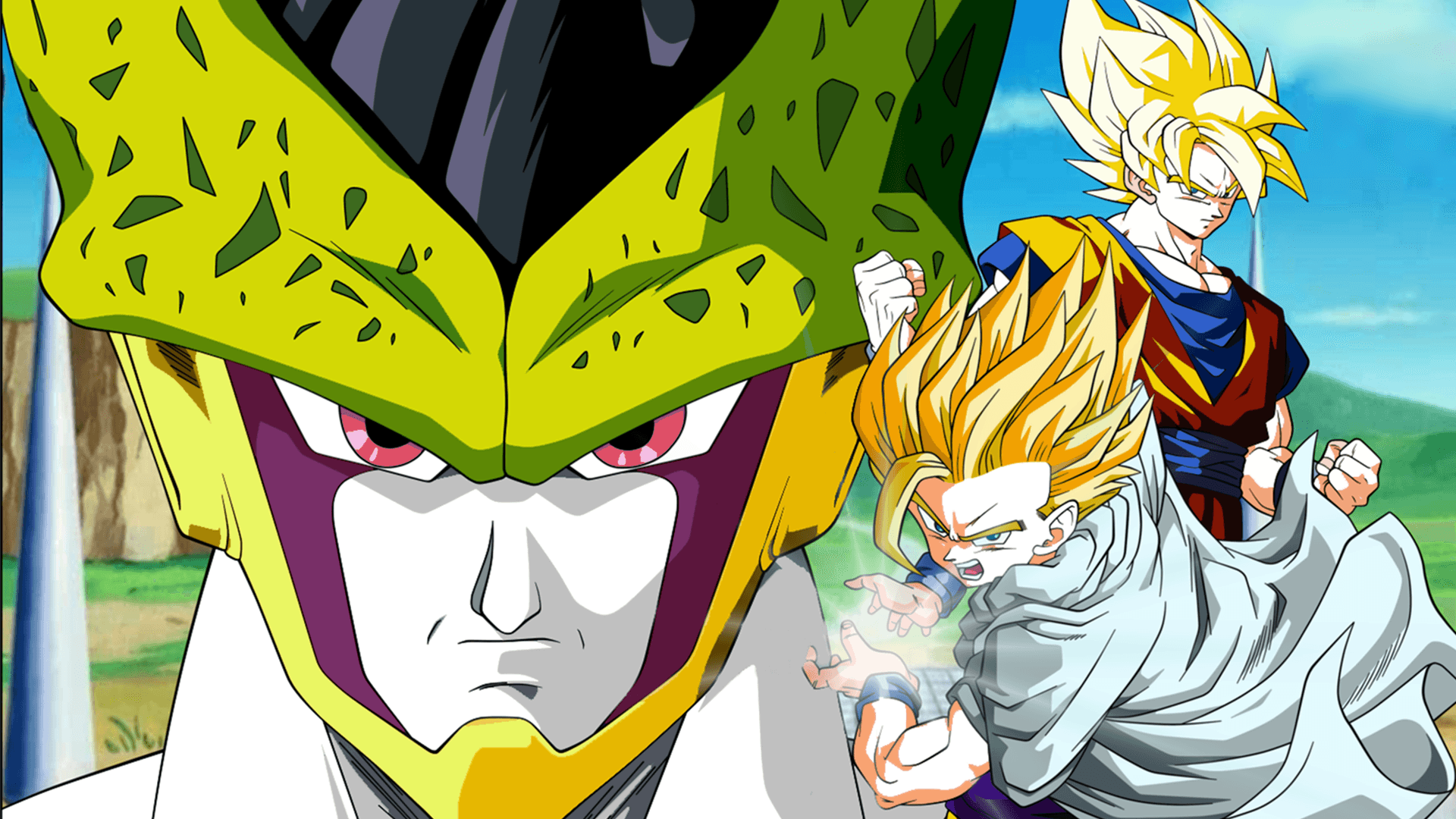 Intense Showdown In The Cell Games: Goku Vs Cell Wallpaper