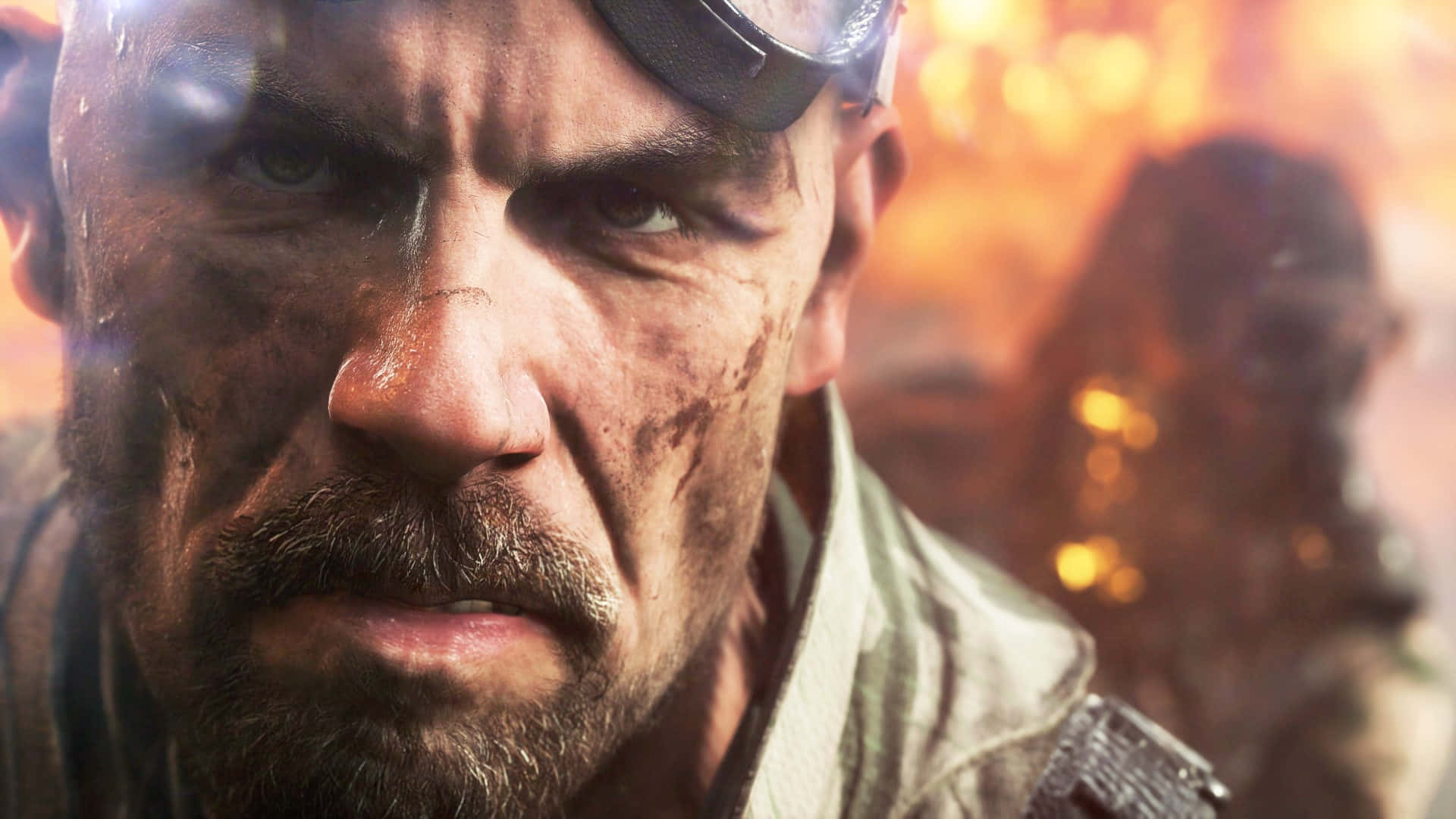 Intense Soldier Closeup Battlefield Wallpaper