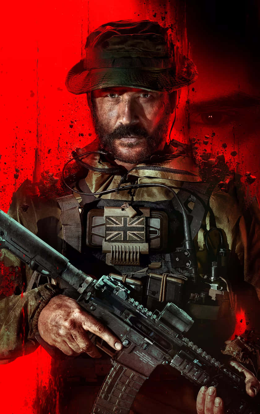 Intense_ Soldier_ Red_ Background.jpg Wallpaper