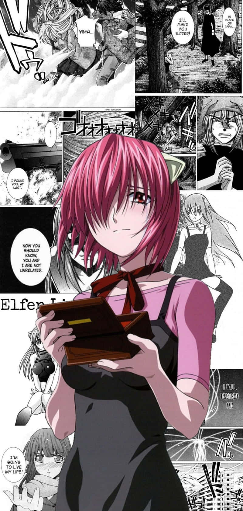 Intense Stare Of Lucy From Elfen Lied Wallpaper