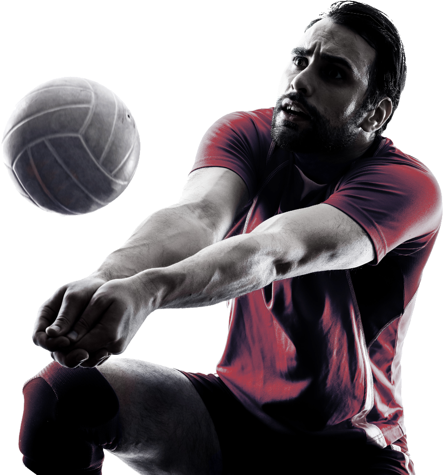 Intense Volleyball Player Digging Ball PNG