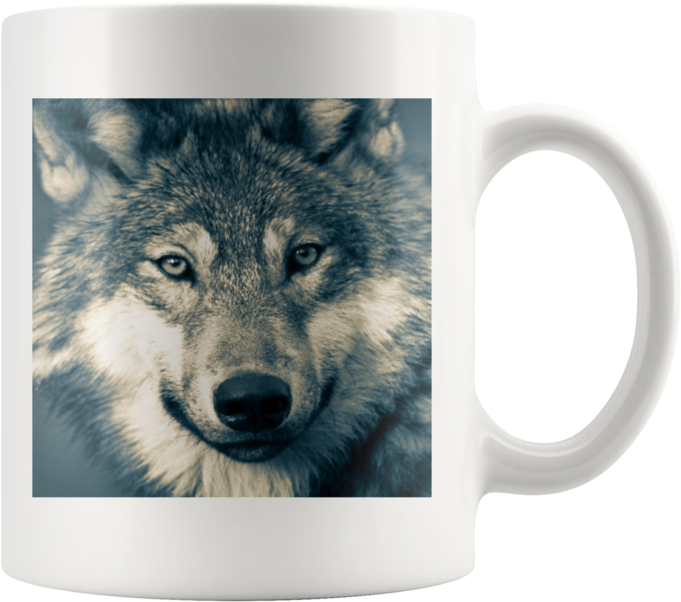 Intense Wolf Mug Design PNG
