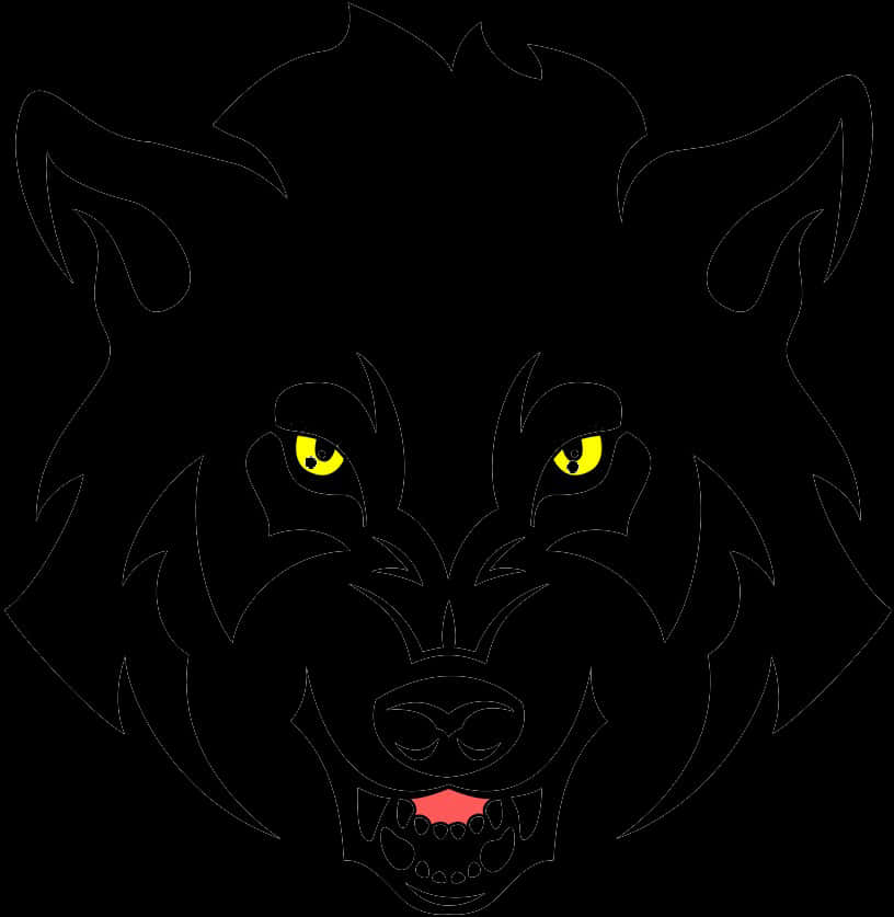 Intense Yellow Eyed Wolf Graphic PNG
