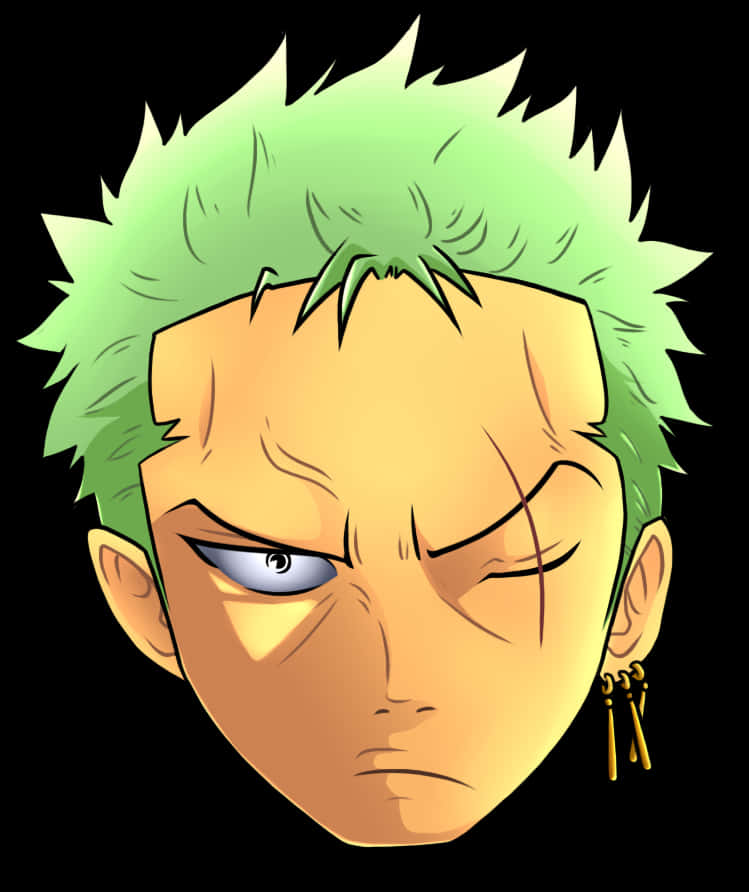 Green Haired Anime Character Portrait PNG