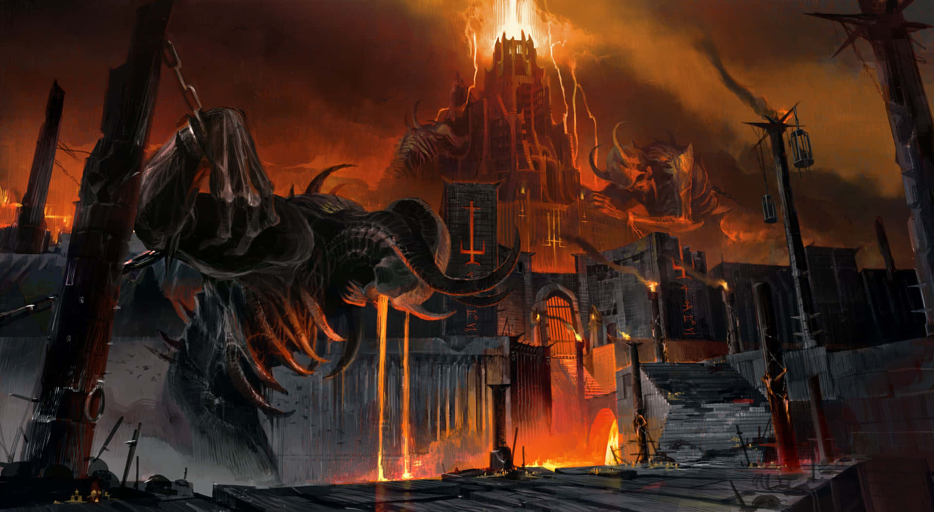 Intensodoom Slayer En Acción Contra Fuerzas Demoníacas En Doom Eternal.