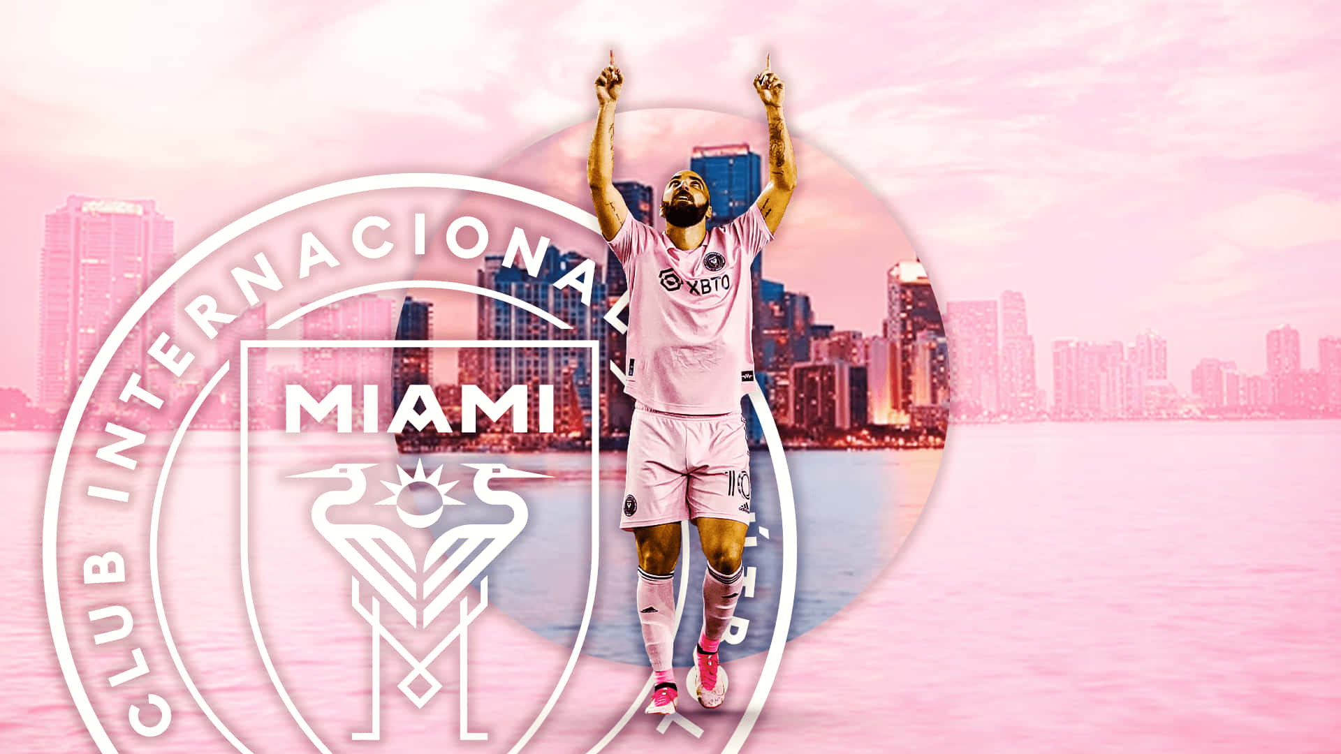 Inter Miami FC Angriber Gonzalo Higuain Grafisk Kunst Tapet Wallpaper