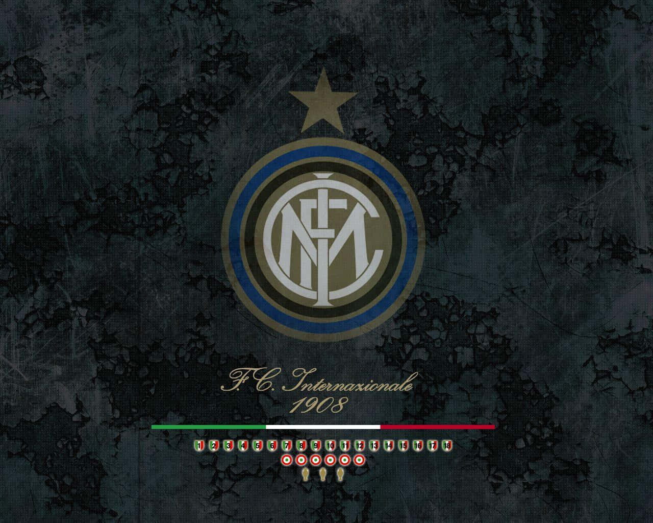 Inter Milan Teamlogo Op Een Blauw Gestreepte Achtergrond Achtergrond