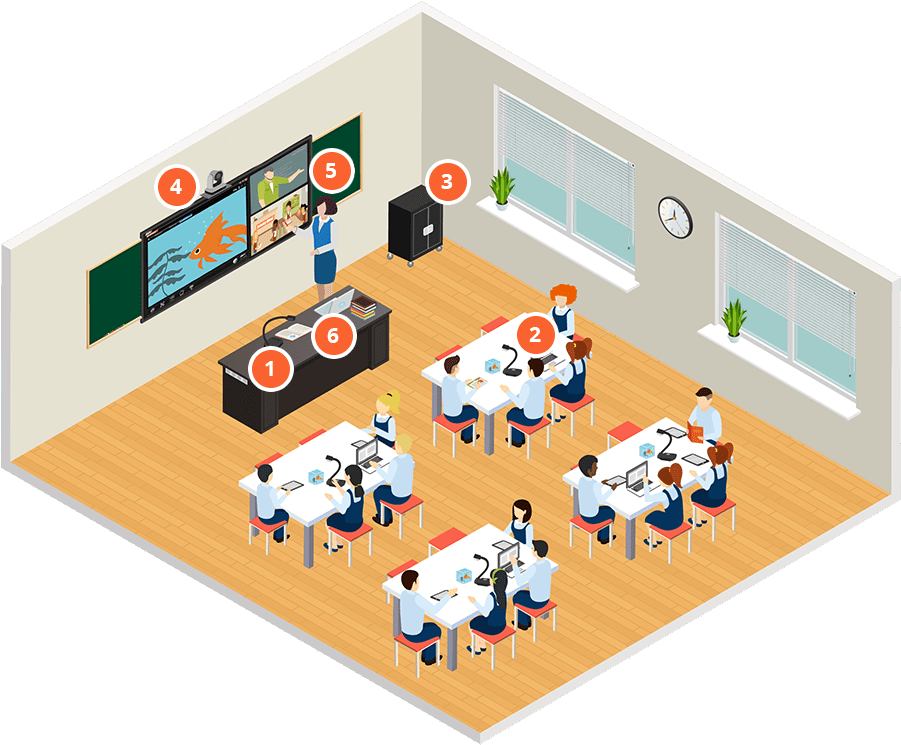 Interactive Classroom Isometric View PNG