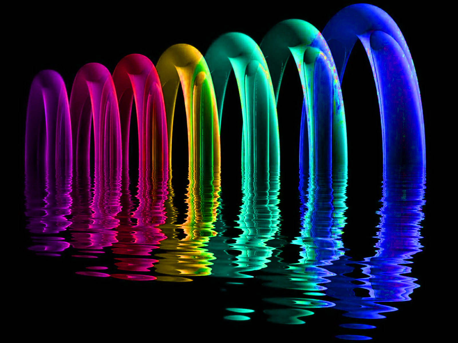 Interactive Rainbow Water Fountains Wallpaper