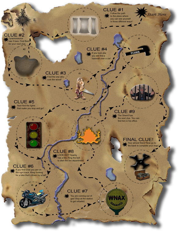 Interactive Treasure Map Clues PNG