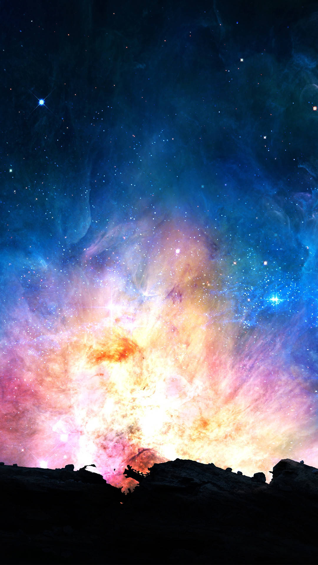 Unfondo Espacial Colorido Con Estrellas Y Nubes Fondo de pantalla