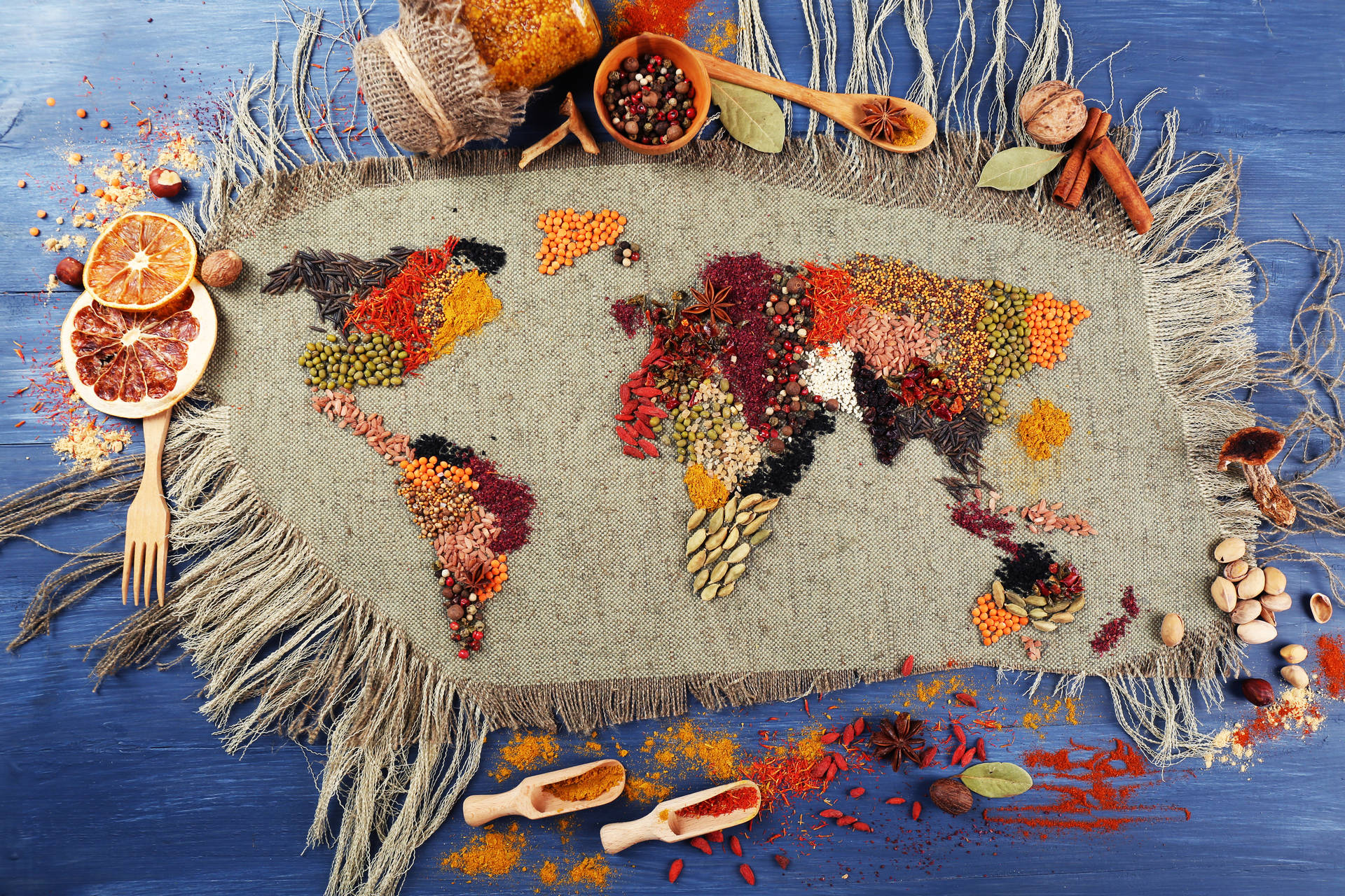 Interessante krydderier fra forskellige lande kort Wallpaper