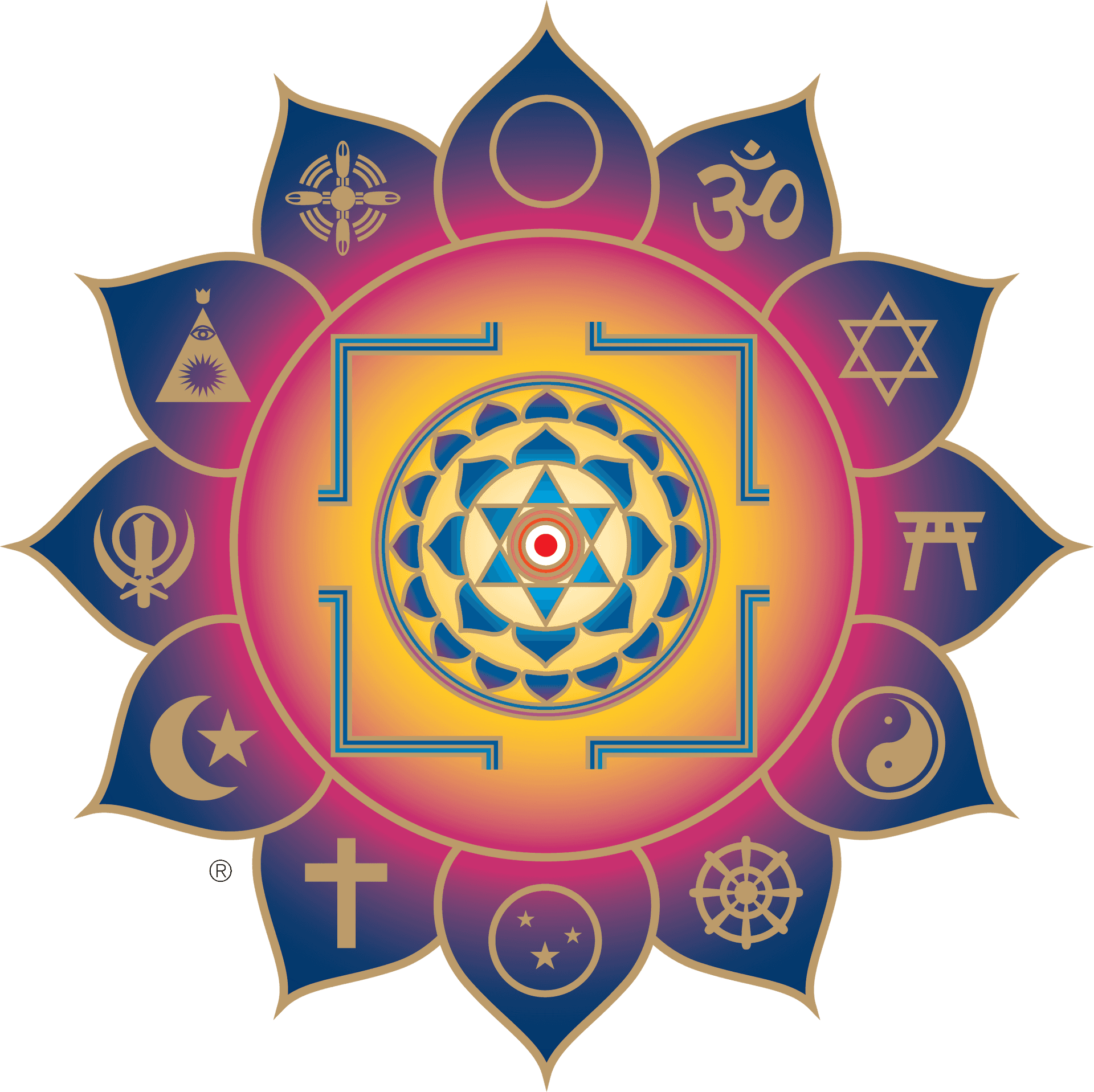 Interfaith Symbols Lotus Mandala PNG