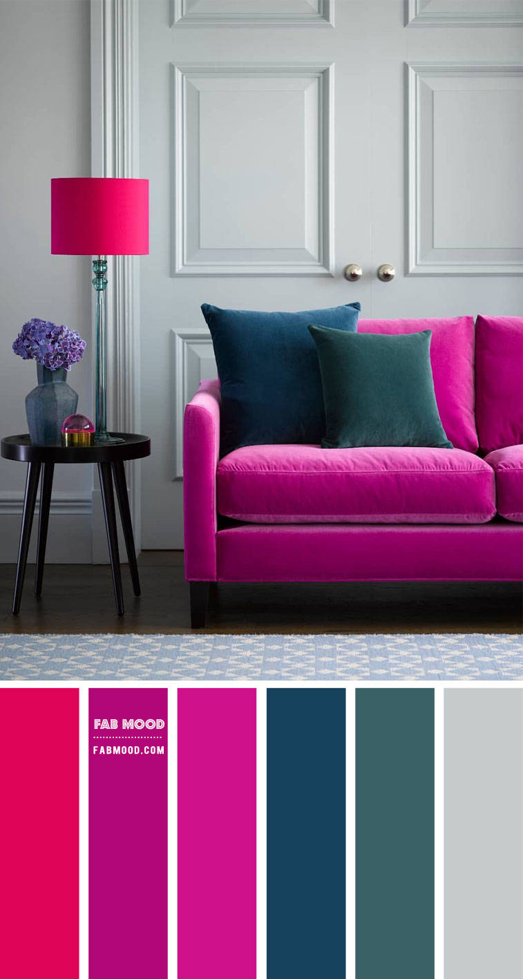 Interior Design With Magenta Furniture Wallpaper
