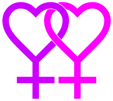 Interlocking Female Symbolswith Hearts PNG